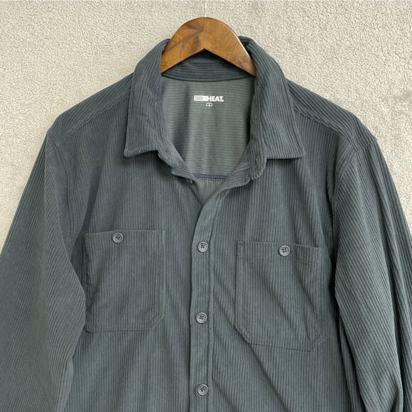 NWOT 32 Degrees Heat Men's L Gray Corduroy Button-Up Shirt Long Sleeve - Picture 9 of 10